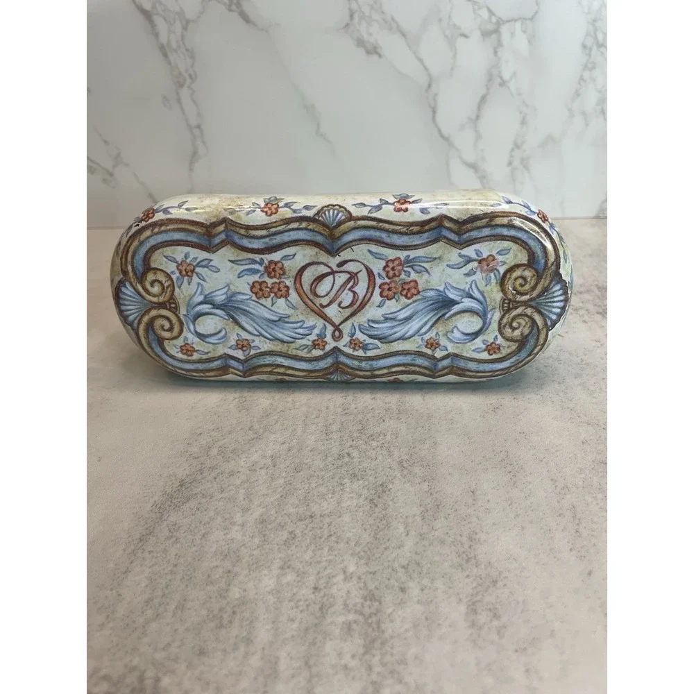 Brighton Sunglasses Tin Metal Case Holder Felt Lined Feather Heart Designer